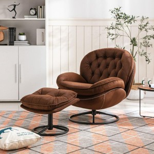 Streamdale Accent chair TV Chair Living room Chair with Ottoman-BROWN - 1 of 4
