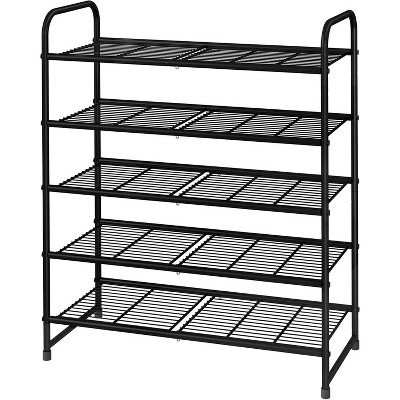Simple Trending 5-Tier Stackable Shoe Rack Black