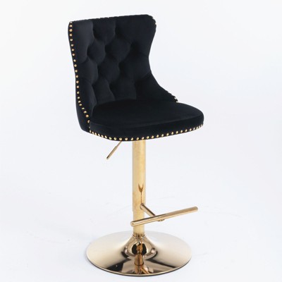 NicBex Dining Chairs Set of 2 Bar stool Upholstered Chair Swivel Velvet Adjusatble Seat with Backs Tufted for Home Pub and Kitchen