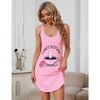 Women Tank Sleep Dress Sleeveless Lace Back Nightgowns Comfy Sleepshirt Cute Printed Sleepwear Sexy Crossover Sleep Dress - 3 of 4