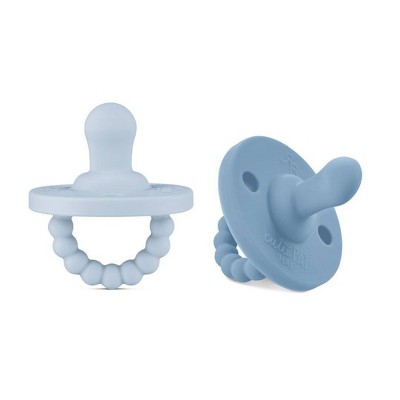 Ryan & Rose Flat Pacifier - Gray and Blue - 2pk