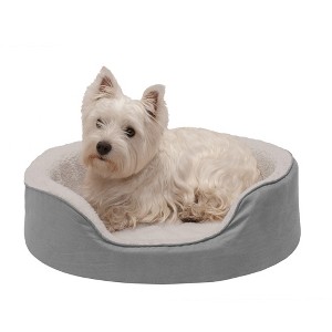 FurHaven Faux Fleece & Suede Oval Cuddler Dog Bed - 1 of 4