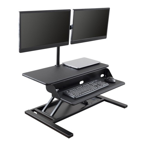 Two-Tier Laptop Stand with Adjustable Height/Width and Optional Table  Clamps Black | AxcessAbles | LTS-03B