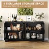 4-Door Sideboard Buffet Cabinet, Natural Rattan Credenza Storage Cabinet, Boho Entryway Console Table, Coffee Bar Station for Dining Room - 3 of 4