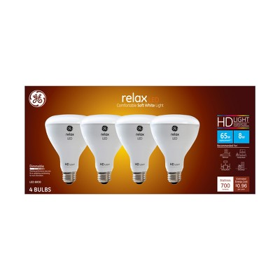  General Electric 4pk Ca Relax LED Light Bulb SW BR30 Dimming Long Life 