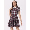 Allegra K Women's Plaid Grid Peter Pan Collar Contrast A-line Dresses - 2 of 4