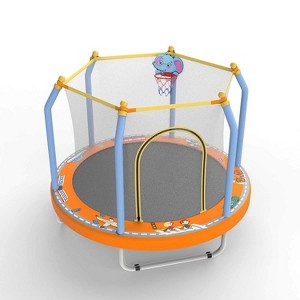 ORRD 55" Kids Trampoline with Basketball Hoop, Indoor/Outdoor Toddler Trampoline for Active Play - 1 of 4