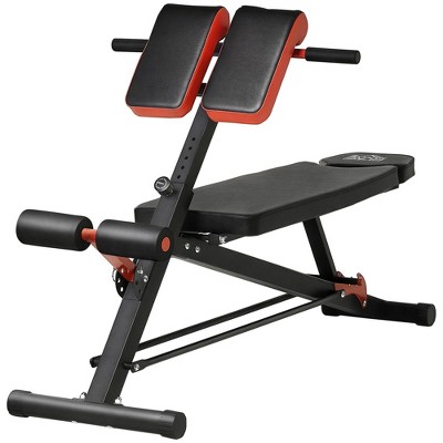 NAYSAYE Adjustable Ab and Dumbbell Bench Multi Functional Strength Training Equipment for Home Gym, Black and Red, 57.5"*25.25"*29"