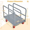 Steel Panel Truck, 2000 LBS Capacity Lumber Cart Drywall Dolly Cart, 36 x 24 Inch Flatbed Cart Dolly with 6" Swivel Brake Wheels, Platform Truck - 3 of 4