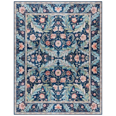 Gertmenian Crystal Print Altair Transitional Floral Rug Navy Blue