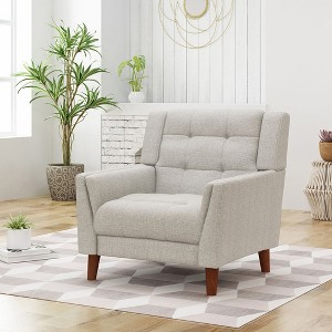 Modern Armchair, Accent Chair,Button Tufted Upholstered Armchair With Wooden Tapered Legs,30.50'' x 31.50'' x 32.50''(2.54*2.63*2.71ft) - 1 of 4