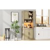 Kitchen Pantry Cabinet, Tall Kitchen Hutch Bar Cabinet with RGB Light, Farmhouse Large Wood Storage Cabinet with Barn Doors & 2 Open Shelves - 4 of 4