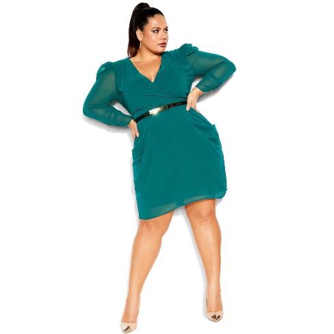 Women's Plus Size Wrap Affair Dress - alpine | CITY CHIC - image 1 of 4