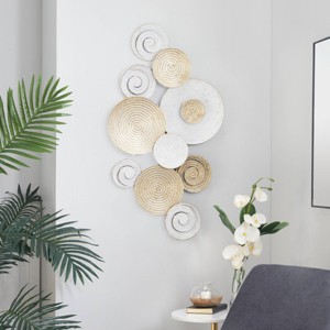 Metal Plate Radial Wall Decor Gold - CosmoLiving by Cosmopolitan: Abstract Iron Sculpture, Indoor Display - 1 of 4
