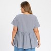 Women's Plus Size 100% Cotton Gingham Notch Neck Short Sleeve Flowy Casual Summer Babydoll Blouses - GRACE & GRANDEUR - 3 of 4