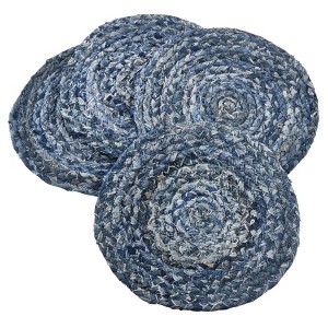 Saro Lifestyle Denim Chindi Placemat, 15" Round, Denim (Set of 4) - 1 of 2