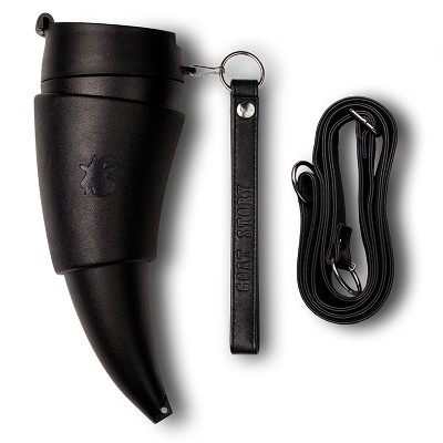 Goat Story 16 Ounce Insulated Travel Coffee Mug with Black Leather Holder