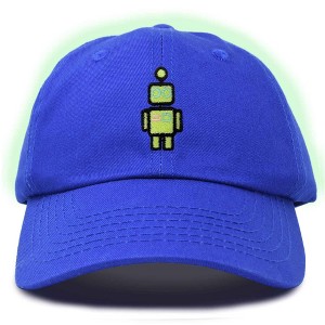 Dalix Robot Embroidered Glow in the Dark Retro Dad Hat Cotton Baseball Cap Adjustable Mens - 1 of 4