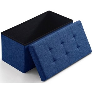 Ornavo Home Foldable Tufted Linen 30" Inch Bench Storage Ottoman - 1 of 4
