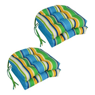 Blazing Needles, 16-inch Spun Polyester Patterned Outdoor U-shaped Tufted Chair Cushions (Set of 4)