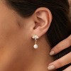 Pearl Earrings: 14k Gold-plated Cubic Zirconia Accented Pearl Drop Dangle Wedding Engagement Earrings For Women Bridal Bridesmaid - 3 of 4