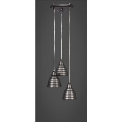 Toltec Lighting Europa 3 - Light Pendant in  Brushed Nickel with 6" Brushed Nickel Beehive Metal Shade Shade