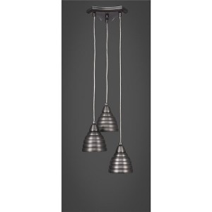 Toltec Lighting Europa 3 - Light Pendant in  Brushed Nickel with 6" Brushed Nickel Beehive Metal Shade Shade - 1 of 1