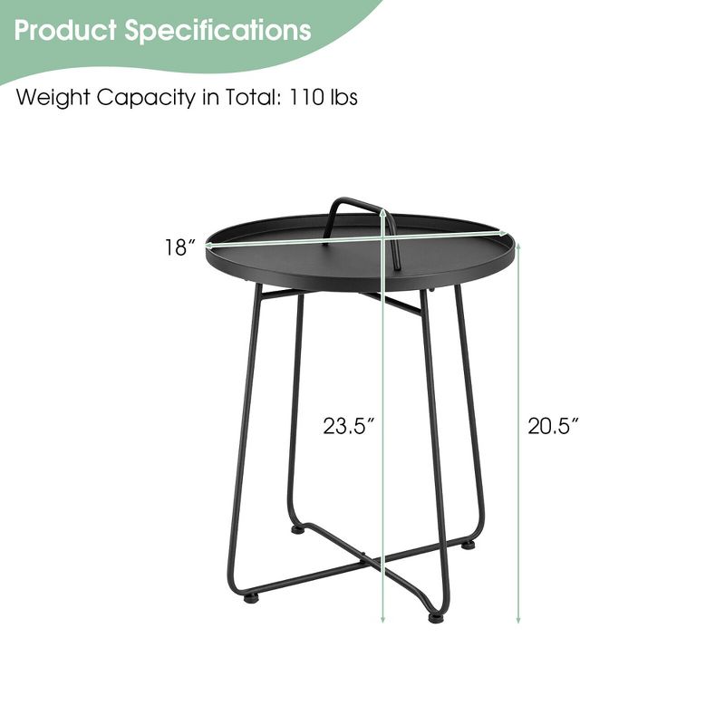 Tangkula Outdoor Metal Patio End Side Table Weather Resistant for Garden Balcony Yard, 5 of 11