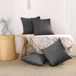 Deconovo 4 Pack Faux Linen Pillow Covers with Hidden Zipper - 1 of 4