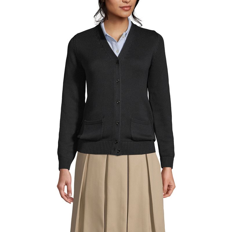 Lands' End School Uniform Women's Cotton Modal Button Front Cardigan Sweater, 3 of 6
