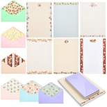 Paper Junkie 60 Sheets Vintage Floral Lined Stationery Paper with Envelopes 10.2 x 7.25 in, 6 Designs