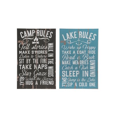 Transpac MDF Rules Slat Sign Set of 2 Spring Home Decorations