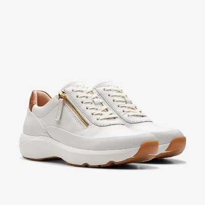 Женские кроссовки Clarks Womens Tivoli Zip Off White Leather Sneakers 7 Medium — фото 7
