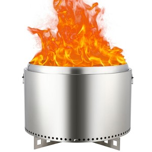 COZONY 27" Smokeless Fire Pit, Stainless Steel Wood Burning Fire Pit with Stand & Ash Pan, Portable - 1 of 4