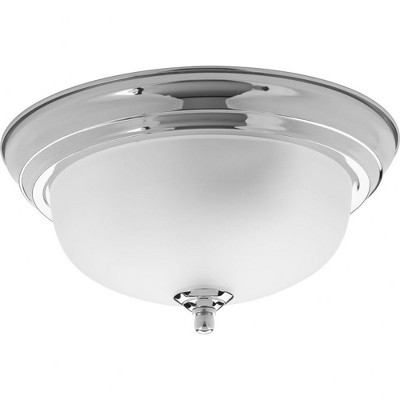 Progress Lighting, Melon Collection, 1-Light Flush Mount, Brushed Nickel, Alabaster Glass Shade