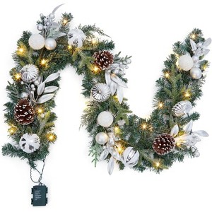 COZONY 6-Foot Pre-Lit Christmas Garland with LED Lights, Battery Operated Garland with Pine Cones and Berries for Staircase Fireplace Decor - 1 of 4