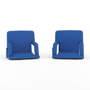 Flash Furniture Set of 2 Portable Lightweight Reclining Stadium Chairs with Armrests, Padded Back & Seat - Storage Pockets & Backpack Straps - 1 of 4