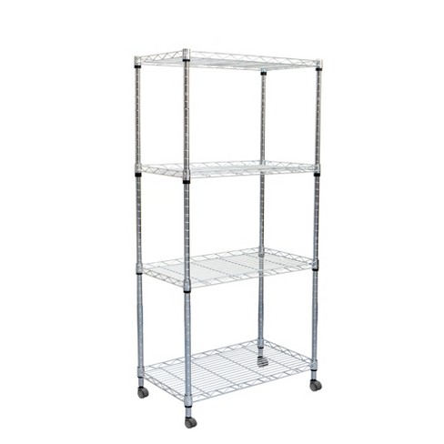 Mind Reader Metal Heavy Duty 4-Tier Utility Shelving Unit (23.23-in W x  13.39-in D x 48.74-in H), Silver in the Freestanding Shelving Units  department at