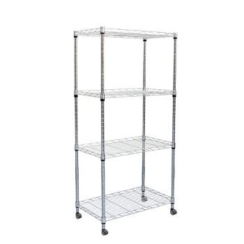Mind Reader Adjustable 4-Tier Heavy Duty Utility Rolling Cart and Mobile Chrome Steel Shelf Organizer