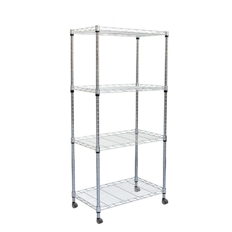 Mind Reader Adjustable 4-Tier Heavy Duty Utility Rolling Cart and Mobile Chrome Steel Shelf Organizer, 1 of 7