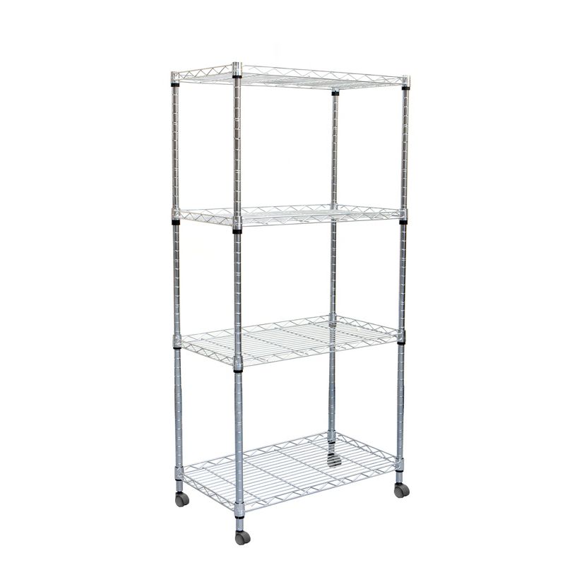 Adjustable 4-Tier Gray Wire Utility Storage Cart
