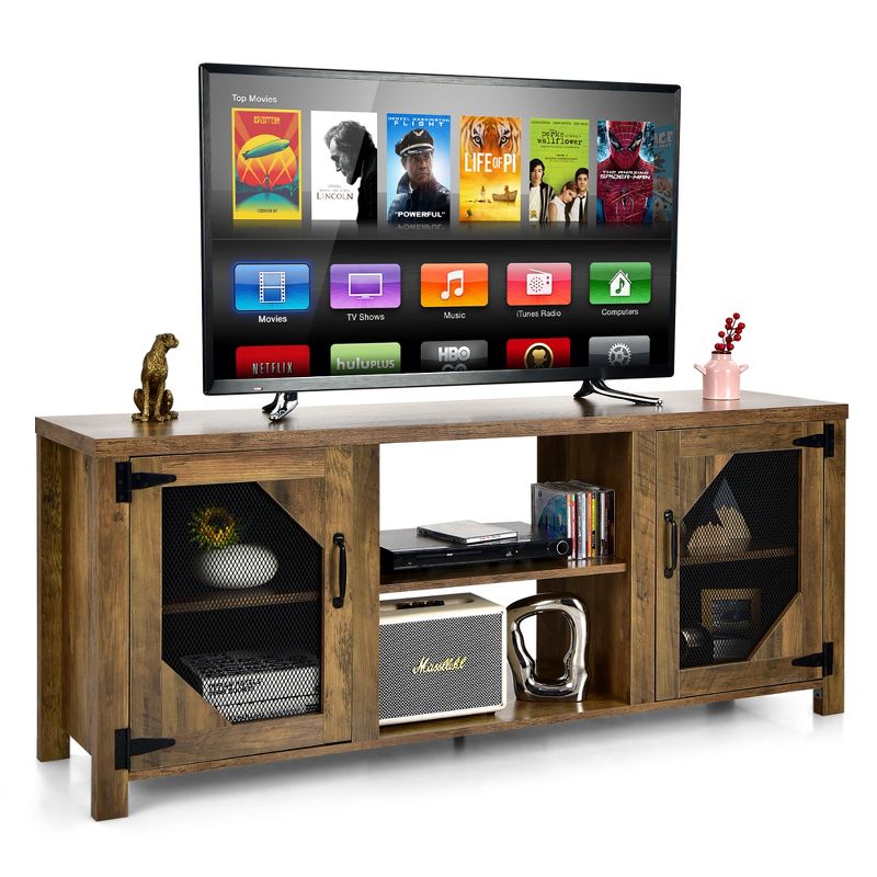 Costway TV Stand Entertainment Media Center for TVs up to 65'' w/Steel Mesh Doors, 1 of 13