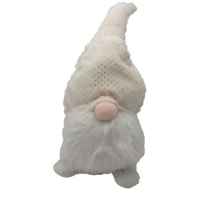 HomeRoots 28" White Fabric Christmas Standing Gnome Tabletop Sculpture - 1 of 4
