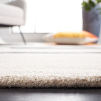 Beige and Black Wool Hand-Tufted Runner Rug