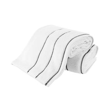Hastings Home 2-Pc Zero-Twist Luxury Cotton Towel Set - White/Black