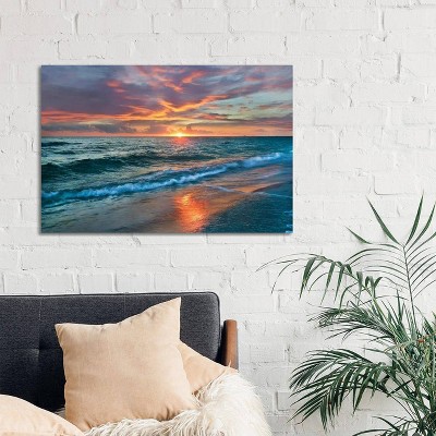 Sunset Over Ocean Gulf Islands National Seashore Florida Canvas Print