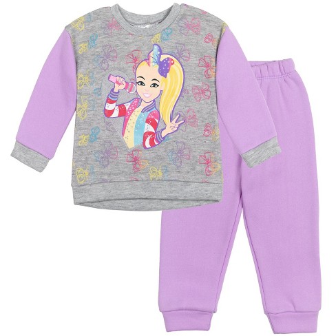 Jojo Siwa Big Girls Fleece Pullover Sweatshirt Jogger Pants Set Purple ...