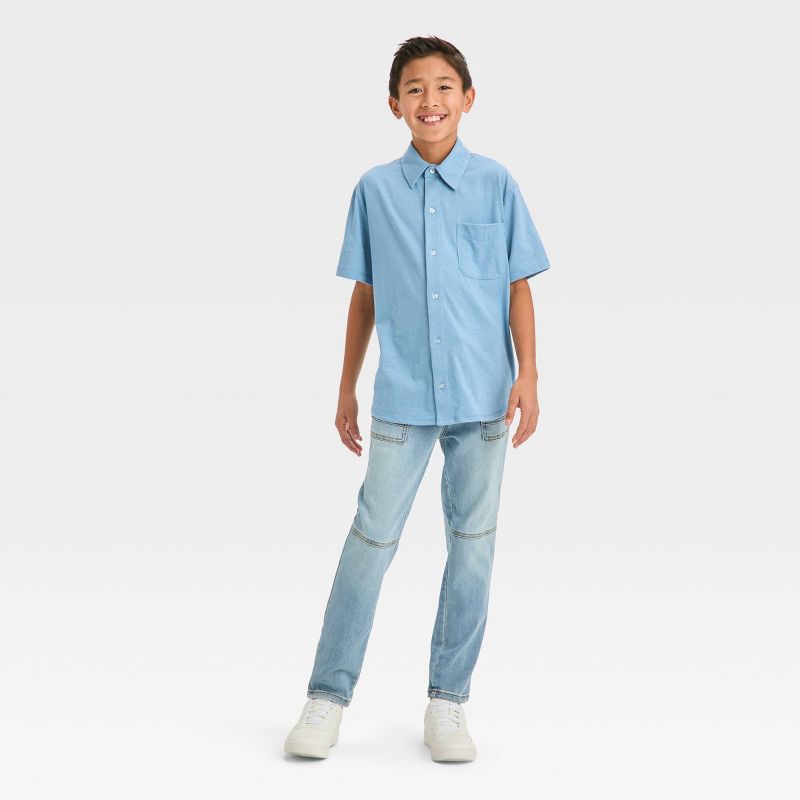 Boys' Short Sleeve Washed Button-Down Shirt - art class™, 4 of 5