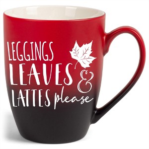 Elanze Designs Leggings Leaves & Lattes Please Two Toned Ombre Matte Red and Black 12 ounce Ceramic Stoneware Coffee Cup Mug - 1 of 4
