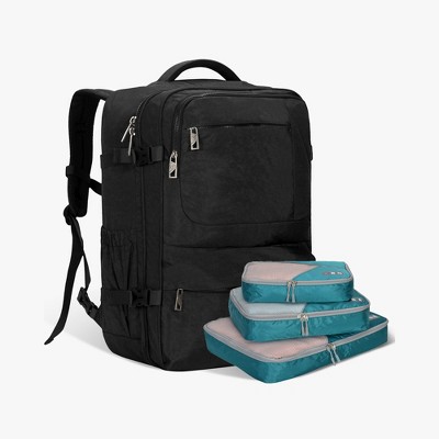 Hynes Eagle Voyager 44L Expandable Travel Backpack x PackPal Cube Set-Black